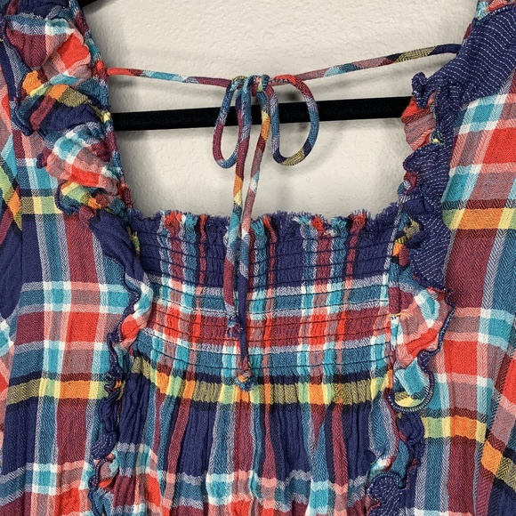 NEW Free People Siena Plaid Ruffled Pullover - Picture 8 of 12